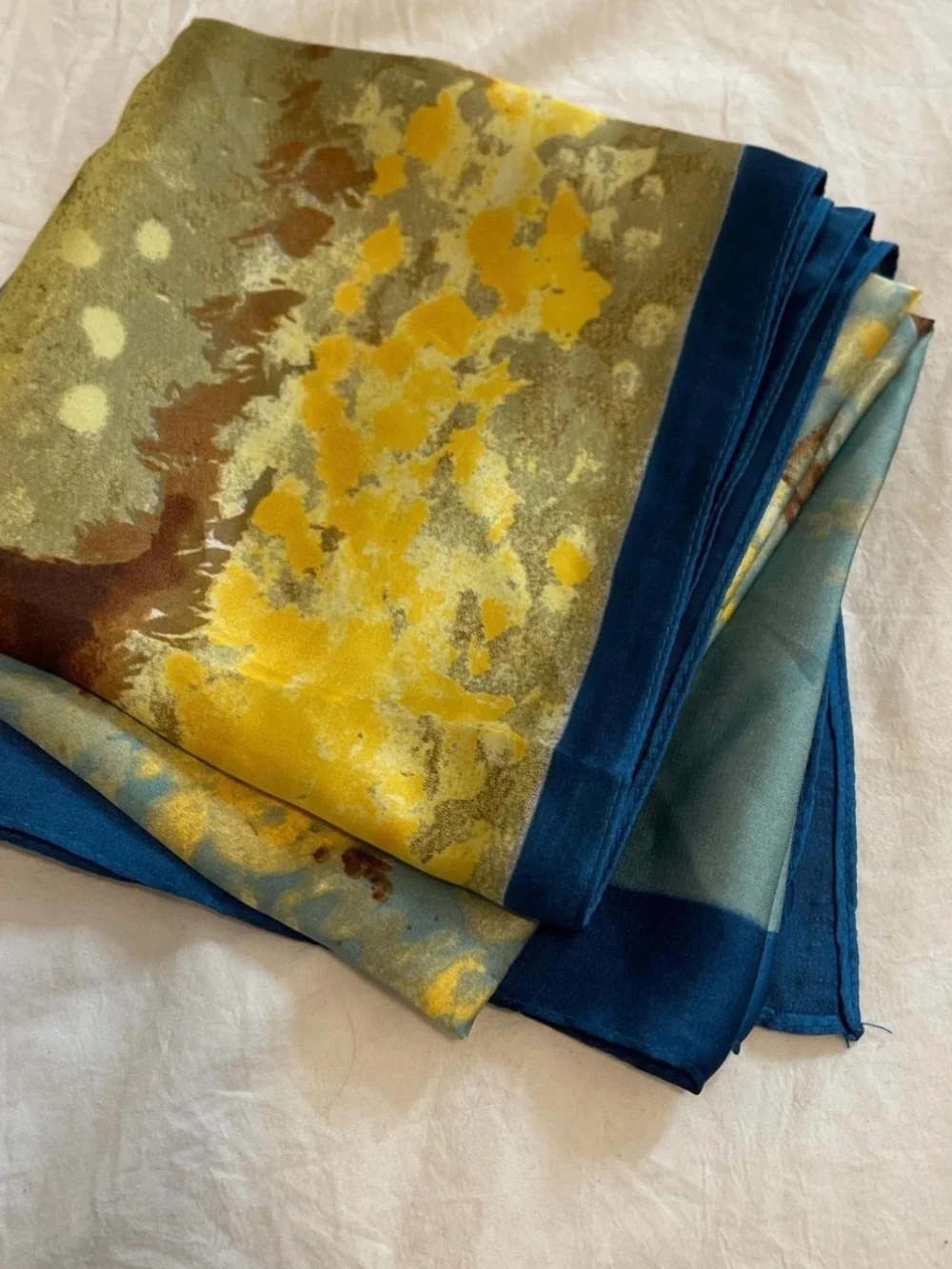 Blue and Yellow Tree Wall Art Scarf-Style Home Decor